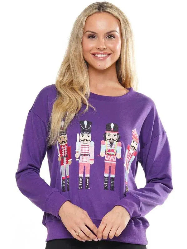 Women's Embroidered Crewneck Sweatshirt-Women Sweatshirt-LeStyleParfait