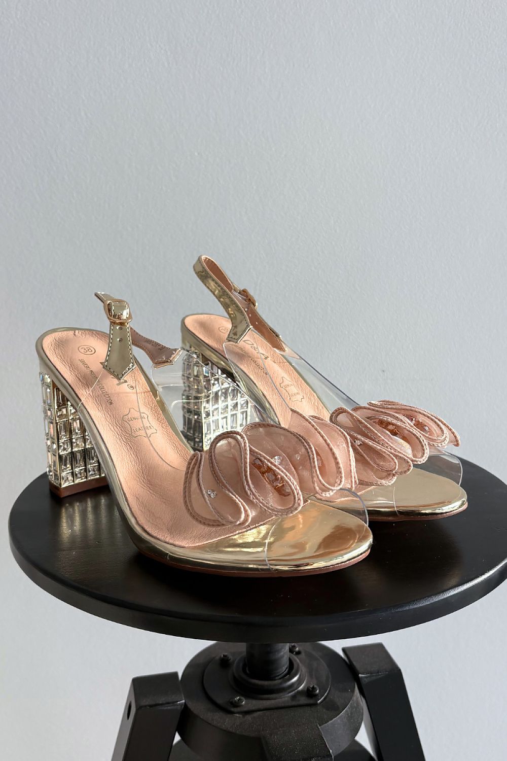 Women’s Evening Crystal Block Sandals-Women's Sandals-LeStyleParfait