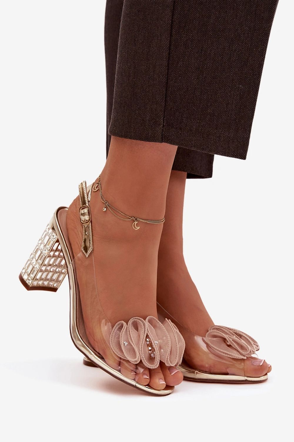 Women’s Evening Crystal Block Sandals-Women's Sandals-LeStyleParfait