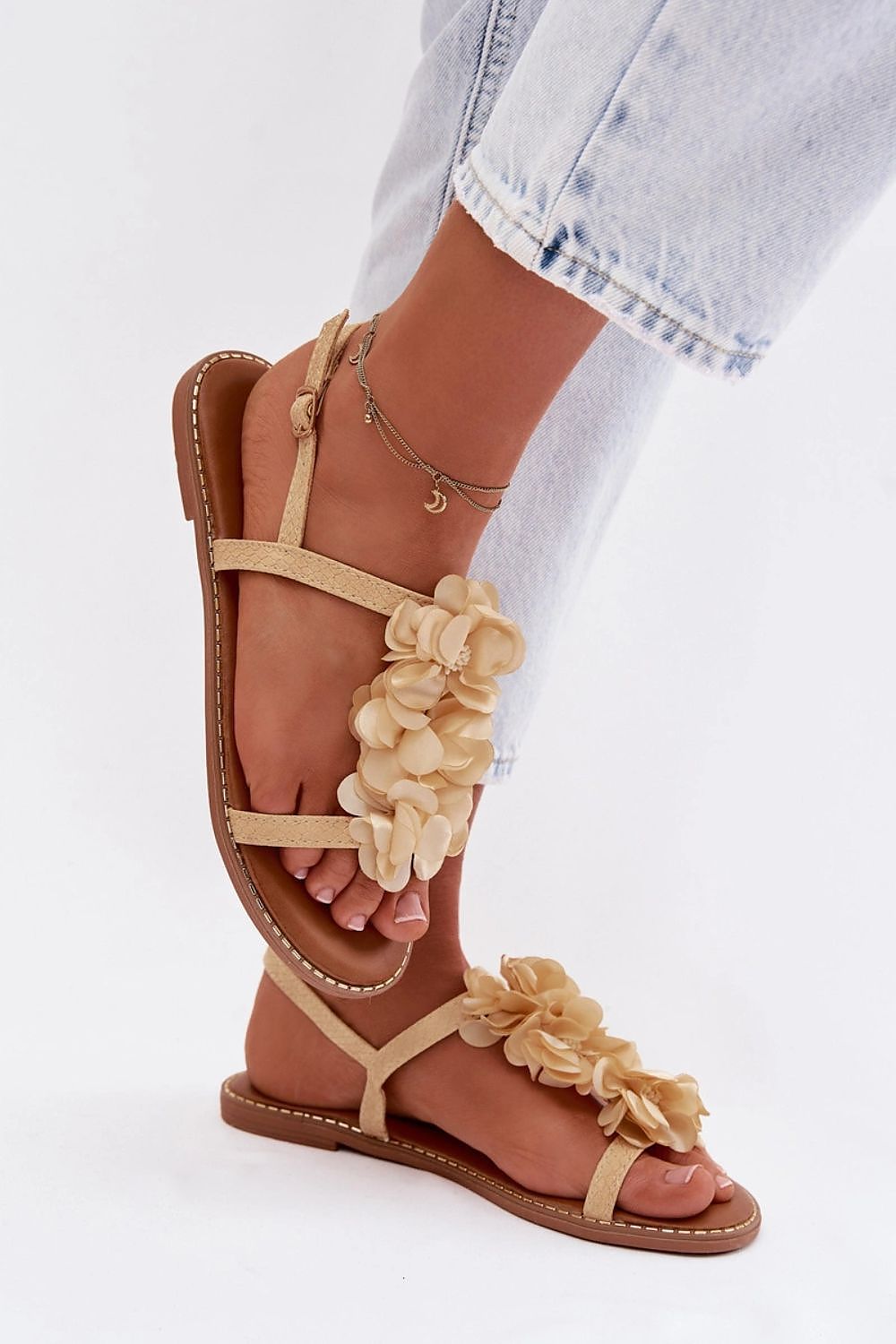 Women’s Floral Buckle Flat Sandals-Women's Sandals-LeStyleParfait