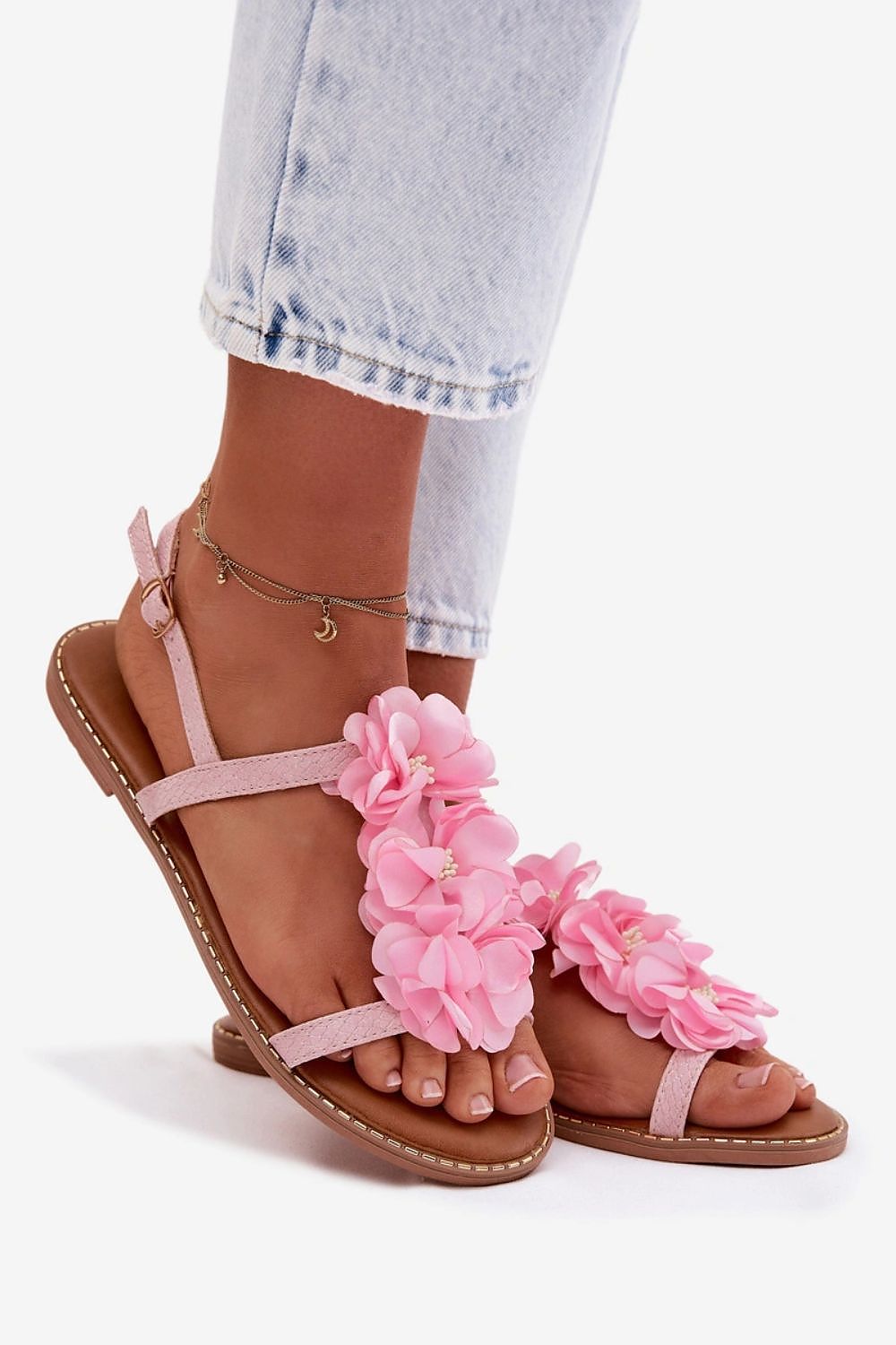 Women’s Floral Buckle Flat Sandals-Women's Sandals-LeStyleParfait