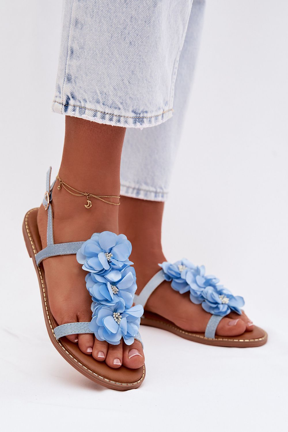 Women’s Floral Buckle Flat Sandals-Women's Sandals-LeStyleParfait