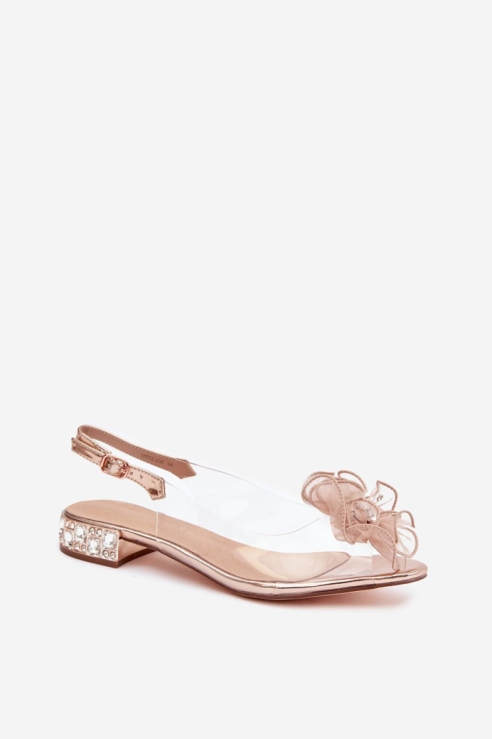 Women’s Floral Crystal Heel Sandals-Women's Sandals-LeStyleParfait