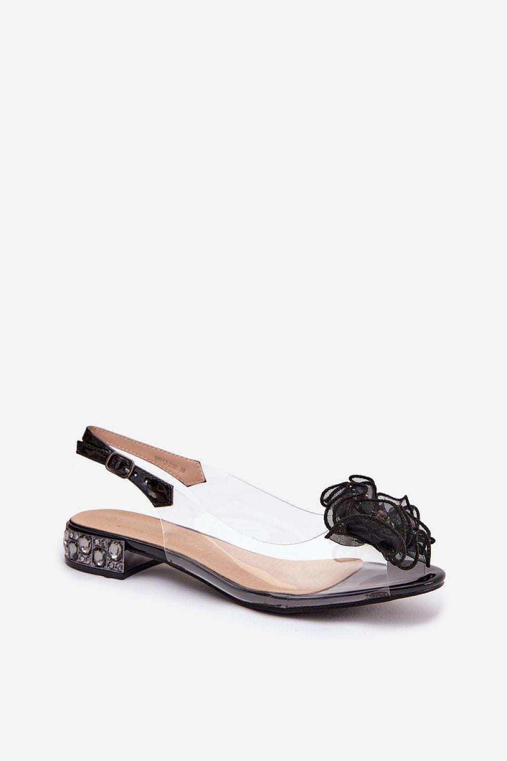 Women’s Floral Crystal Heel Sandals-Women's Sandals-LeStyleParfait