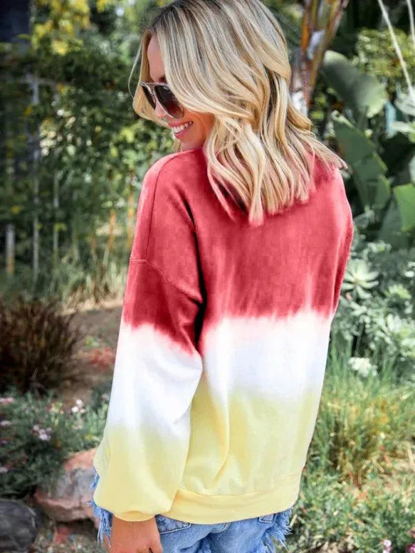 Women's Gradient Knit Casual Sweatshirt-Women Sweatshirt-LeStyleParfait