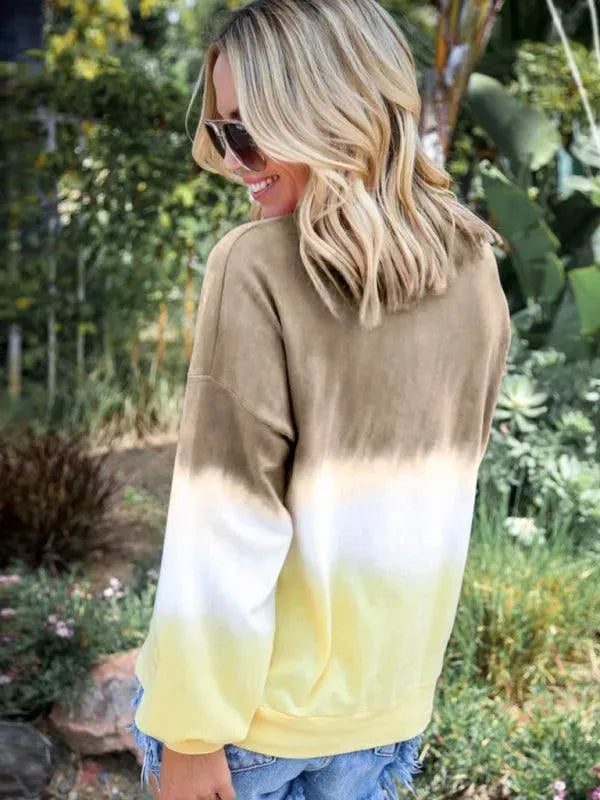 Women's Gradient Knit Casual Sweatshirt-Women Sweatshirt-LeStyleParfait