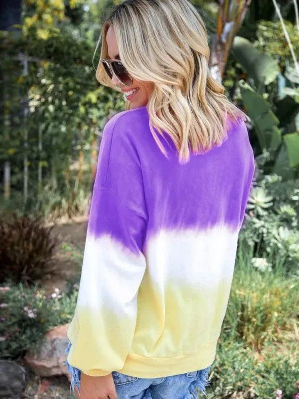Women's Gradient Knit Casual Sweatshirt-Women Sweatshirt-LeStyleParfait