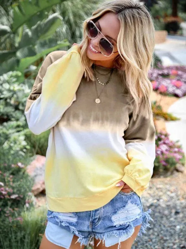 Women's Gradient Knit Casual Sweatshirt-Women Sweatshirt-LeStyleParfait