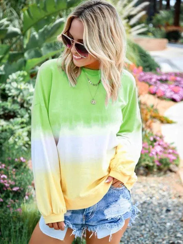 Women's Gradient Knit Casual Sweatshirt-Women Sweatshirt-LeStyleParfait