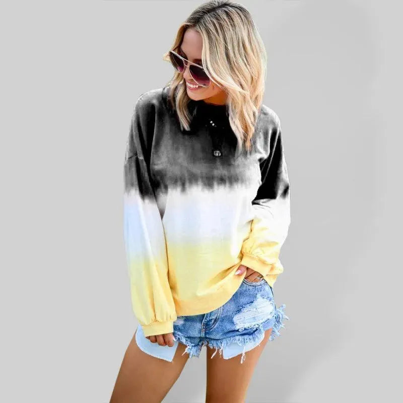 Women's Gradient Knit Casual Sweatshirt-Women Sweatshirt-LeStyleParfait
