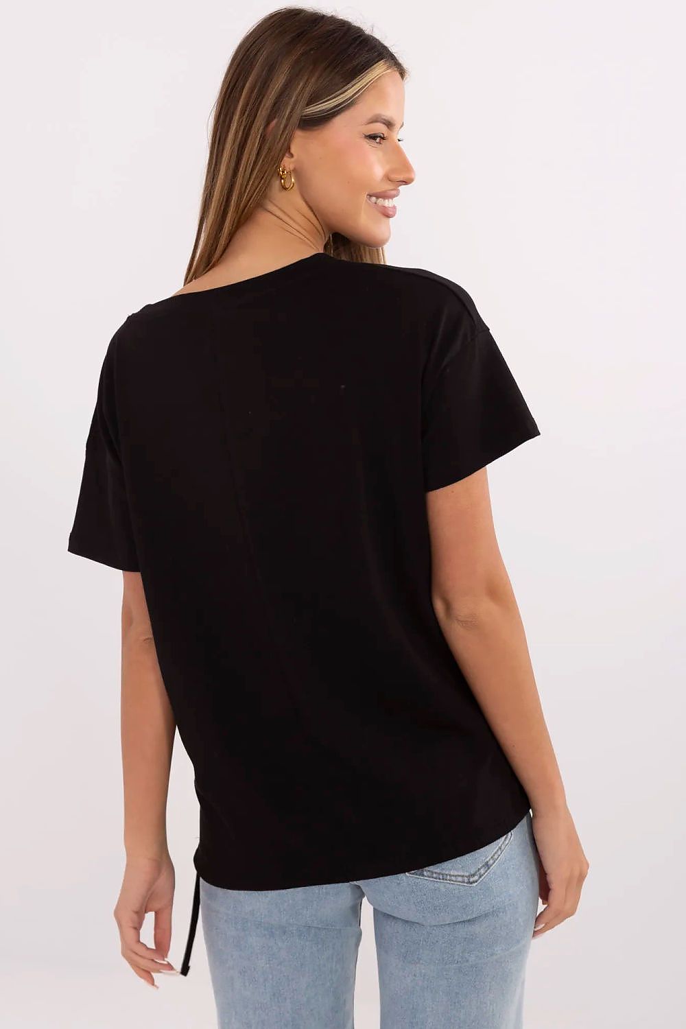 Women's Graphic Boat Neck T-Shirt — Black-Women T-Shirt-LeStyleParfait