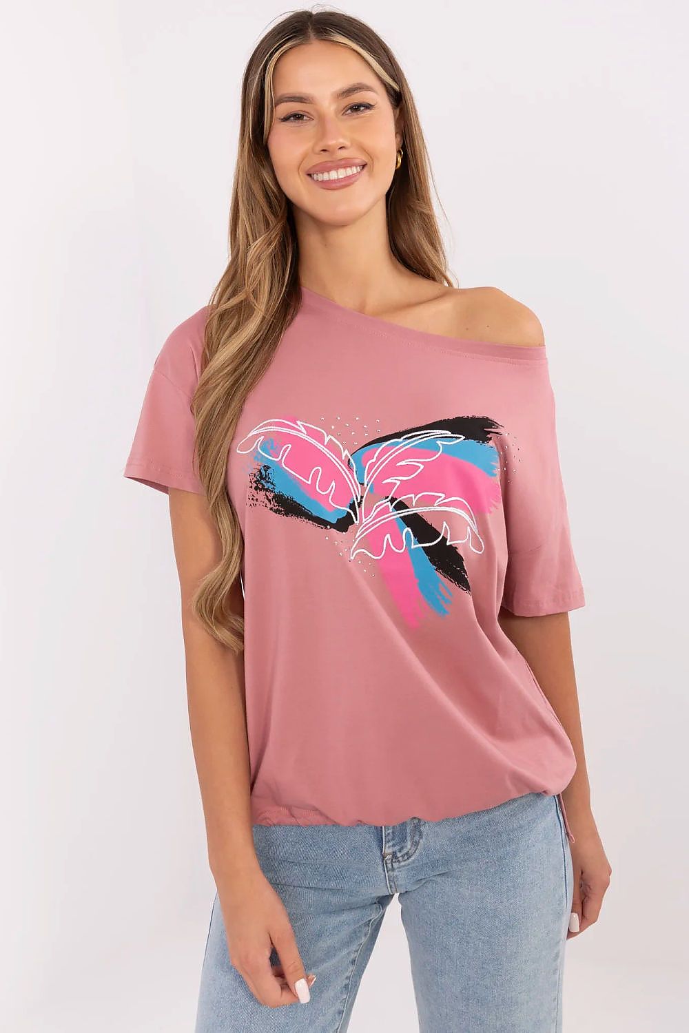 Women's Graphic Boat Neck T-Shirt — Black-Women T-Shirt-LeStyleParfait