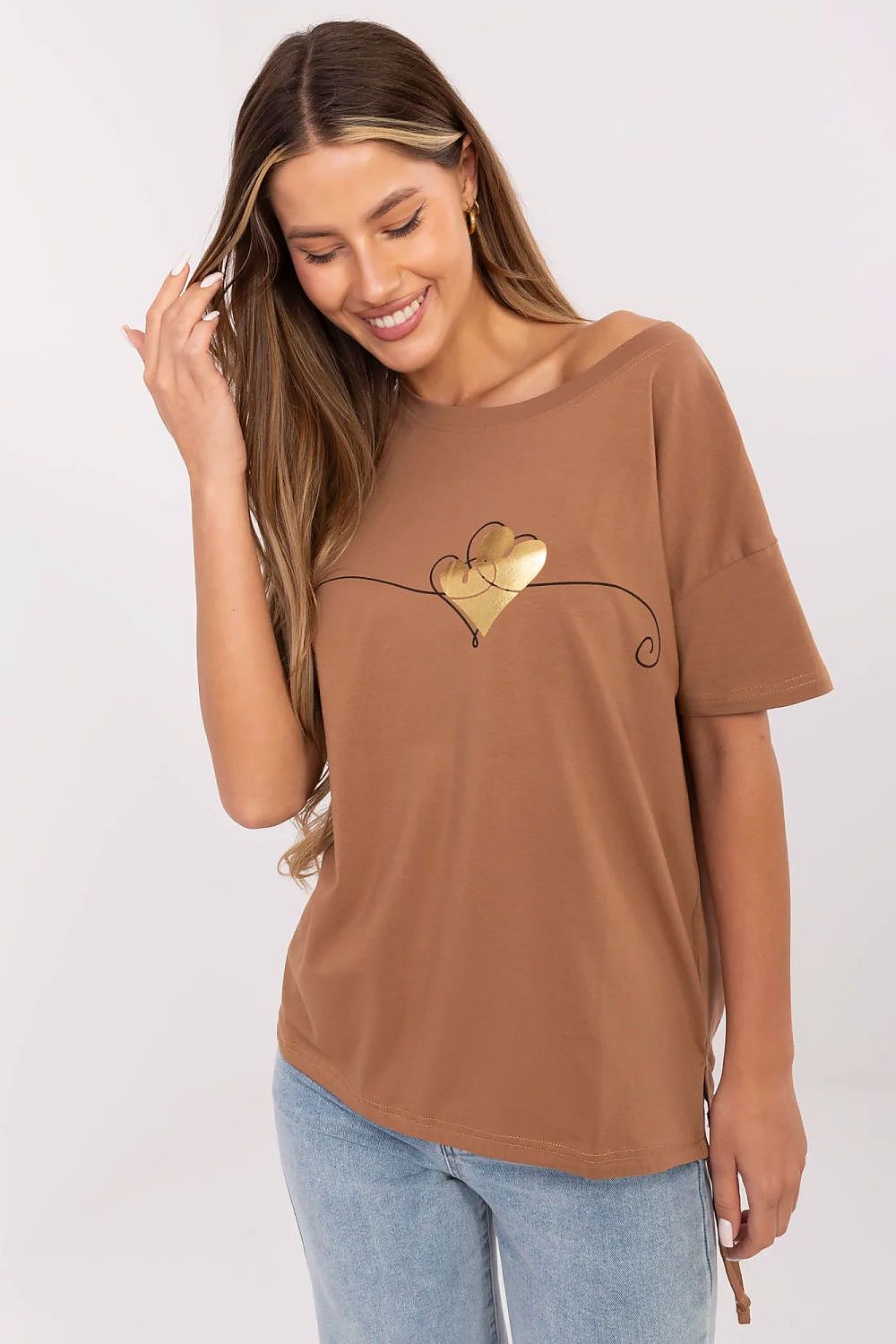 Women's Graphic Casual T-Shirt — Brown-Women T-Shirt-LeStyleParfait