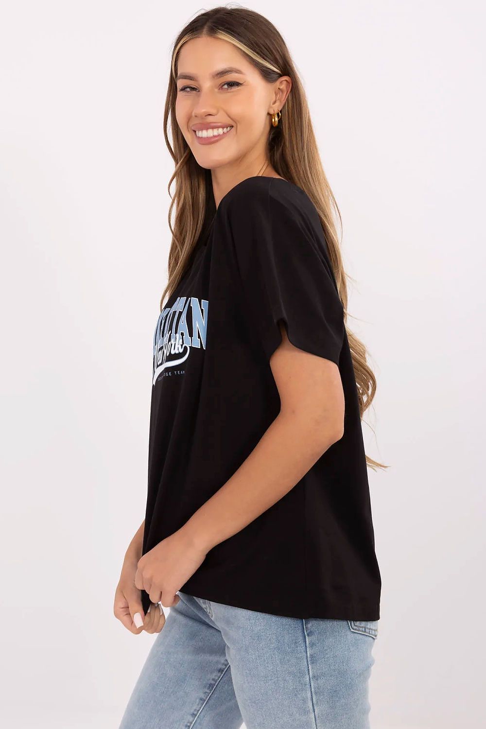 Women's Graphic Round Neck T-Shirt — Black-Women T-Shirt-LeStyleParfait