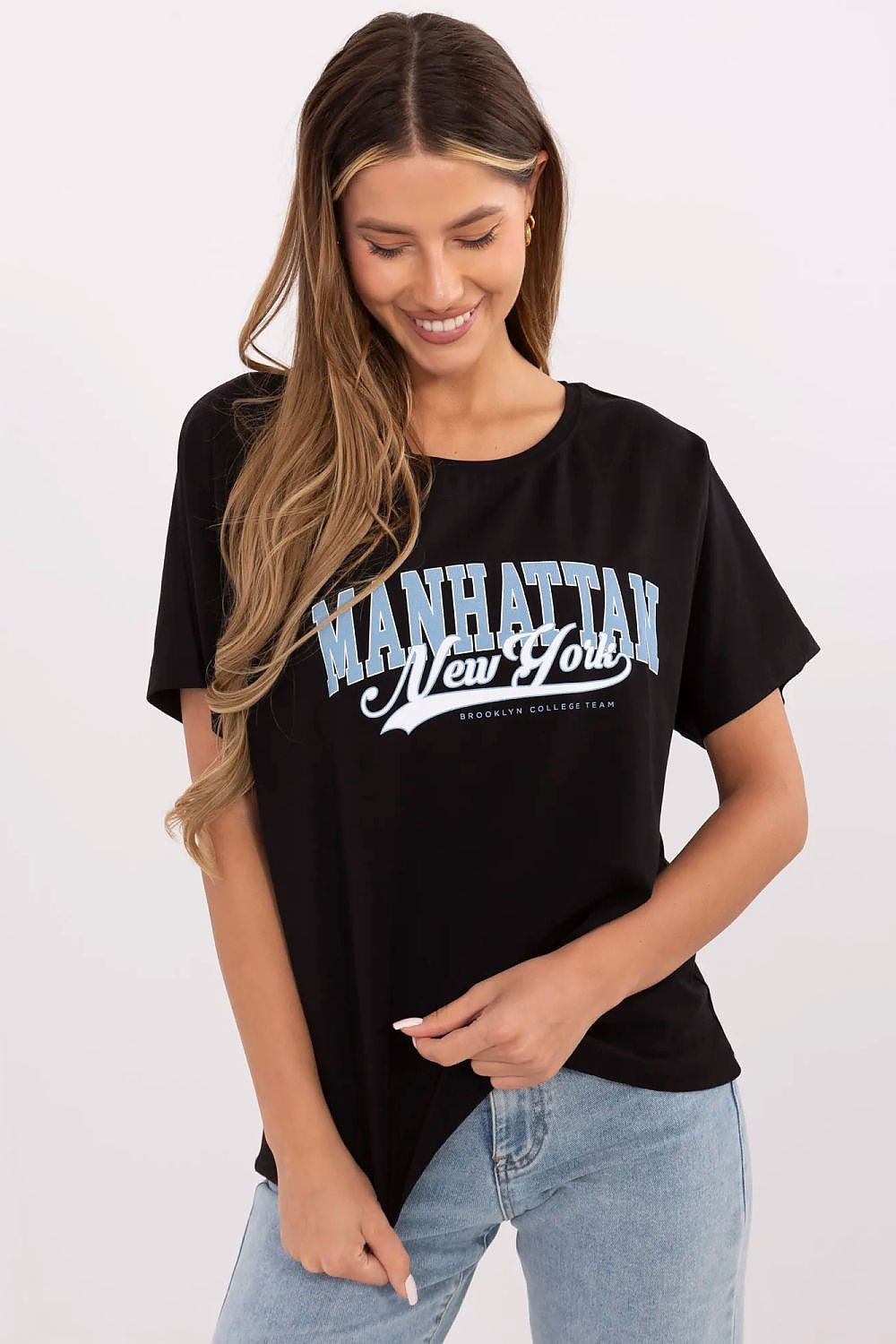 Women's Graphic Round Neck T-Shirt — Black-Women T-Shirt-LeStyleParfait