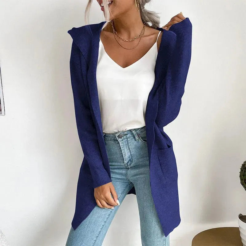 Women’s Hooded Longline Cardigan Sweater – Cozy Knit