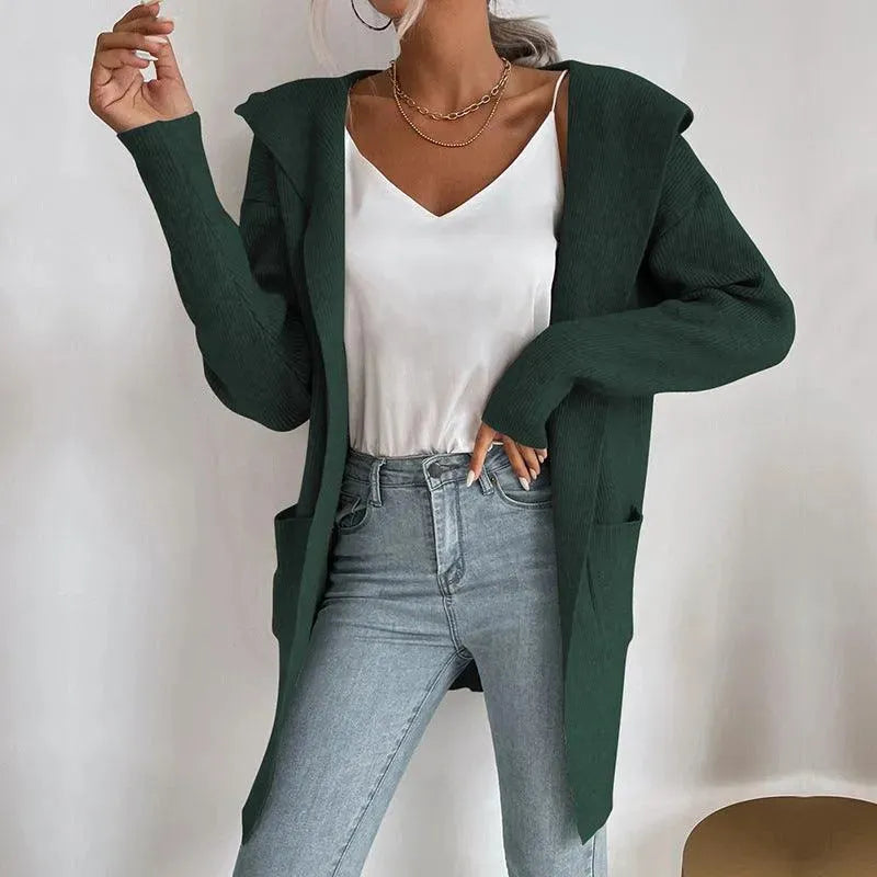 Women’s Hooded Longline Cardigan Sweater – Cozy Knit