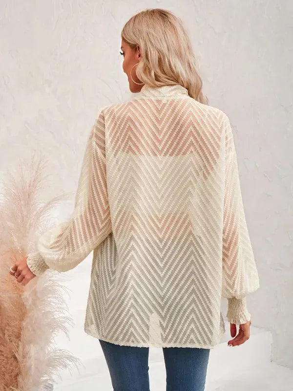 Women’s Jacquard Longline Cardigan Sweater – V-Neck