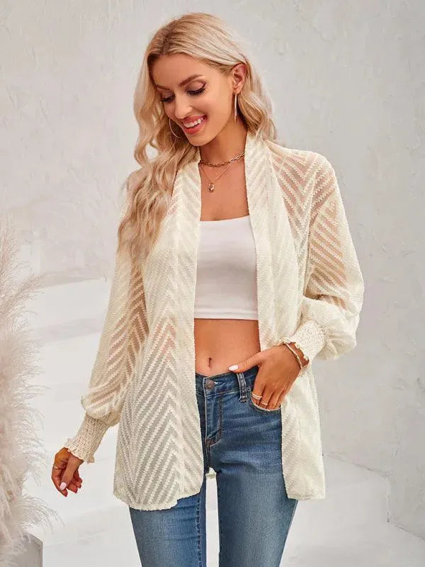 Women’s Jacquard Longline Cardigan Sweater – V-Neck
