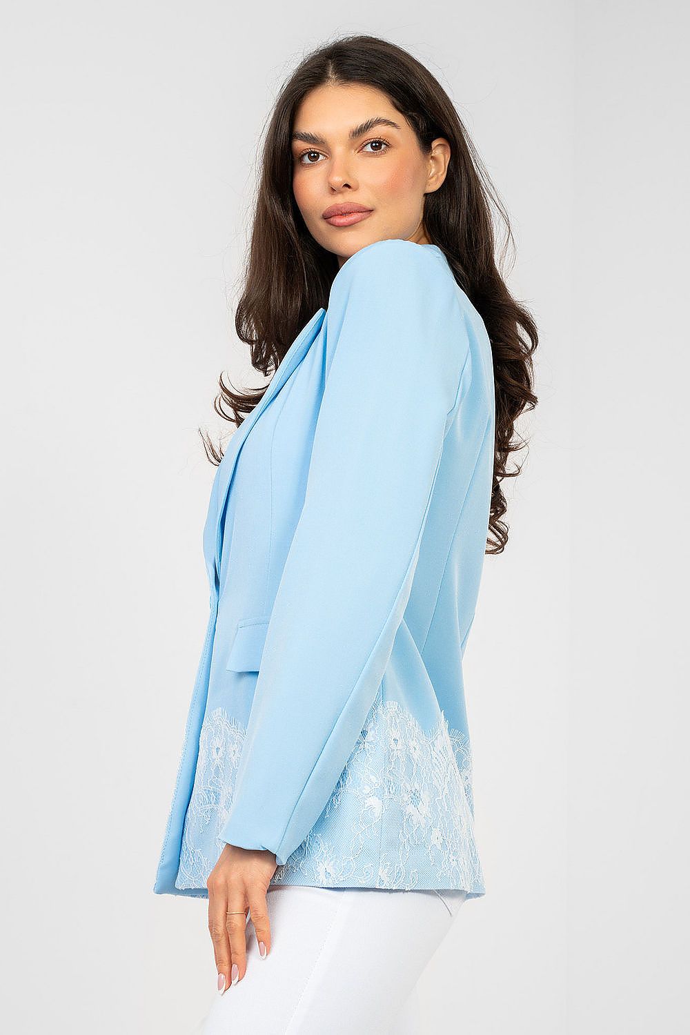 Women's Lace Trim Blazer Elegant Work Style-women's jacket-LeStyleParfait
