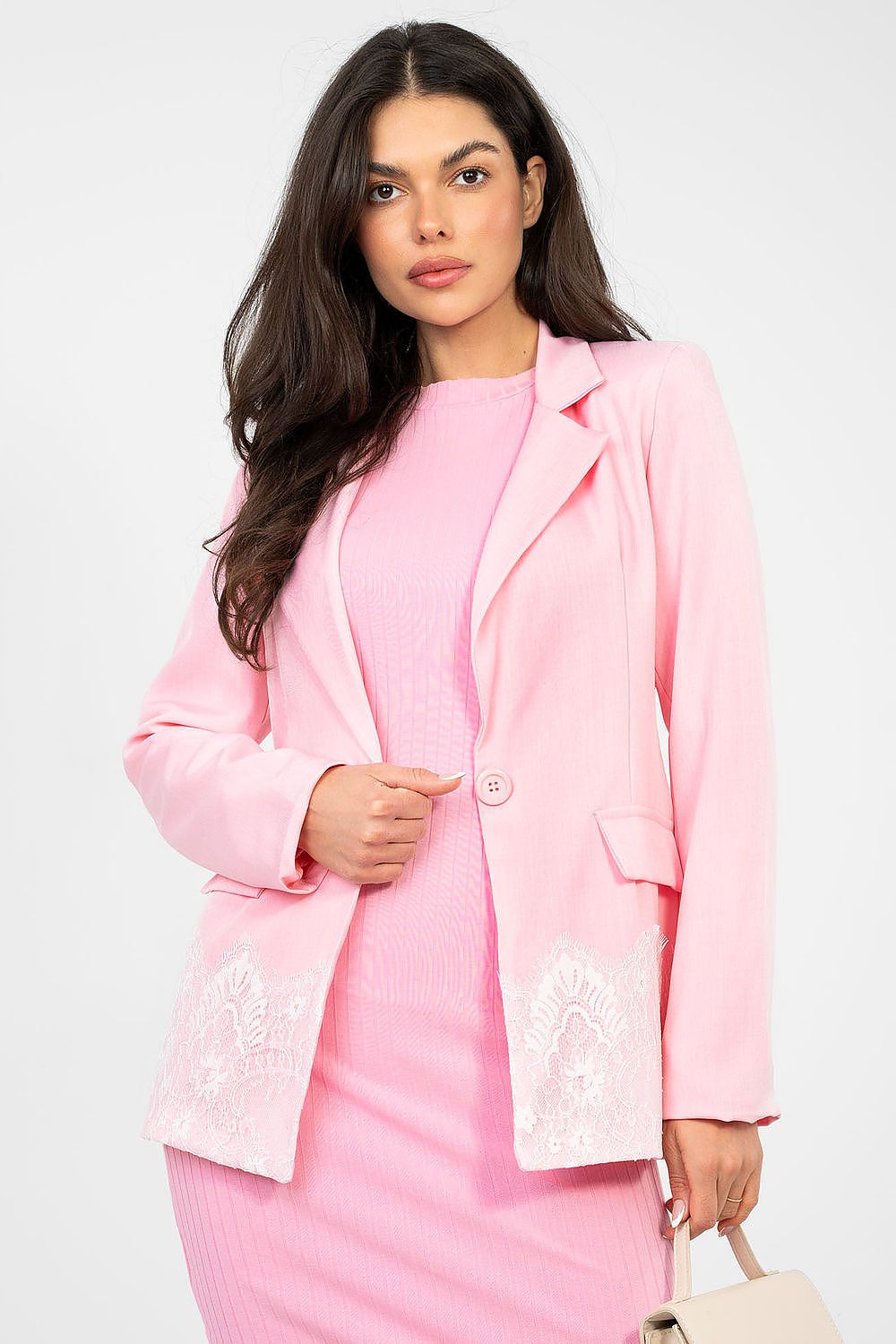 Women's Lace Trim Blazer Elegant Work Style-women's jacket-LeStyleParfait