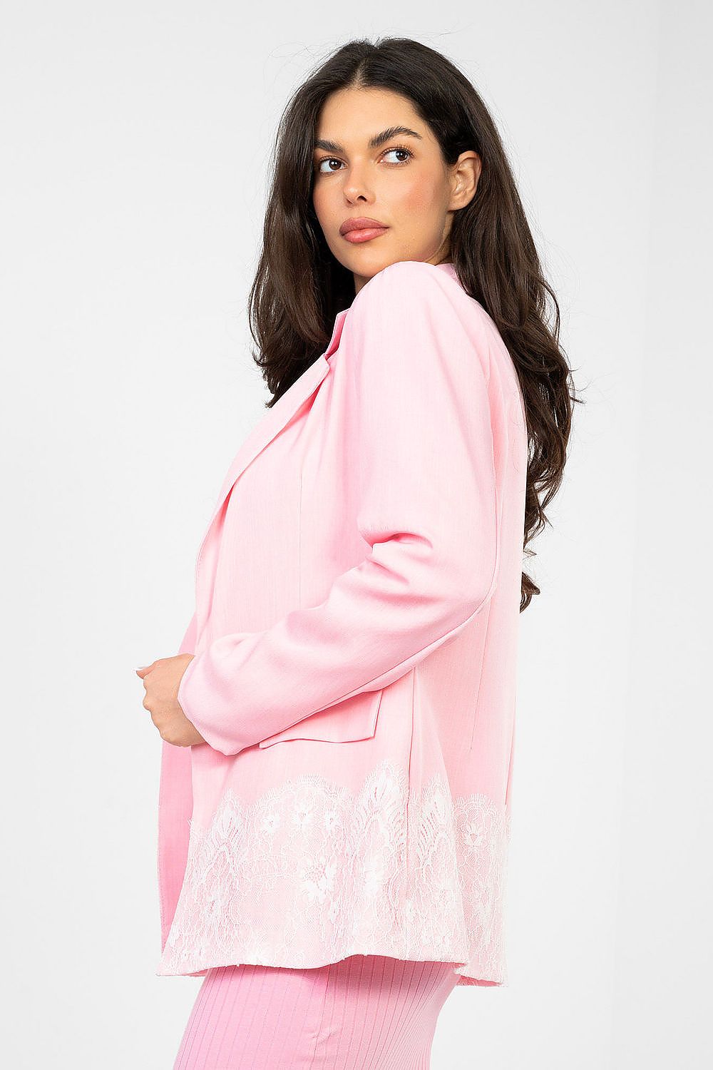 Women's Lace Trim Blazer Elegant Work Style-women's jacket-LeStyleParfait