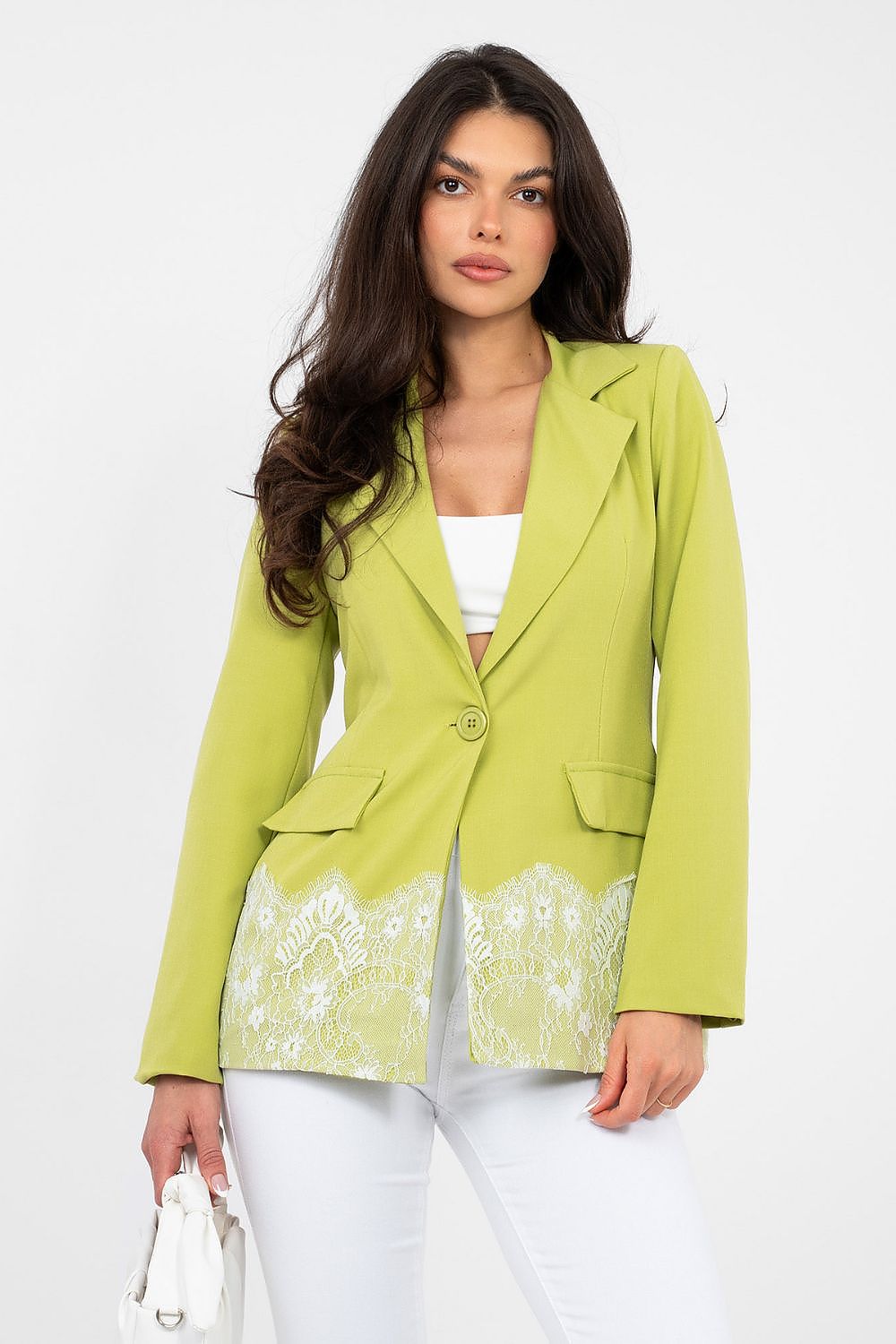 Women's Lace Trim Blazer Elegant Work Style-women's jacket-LeStyleParfait