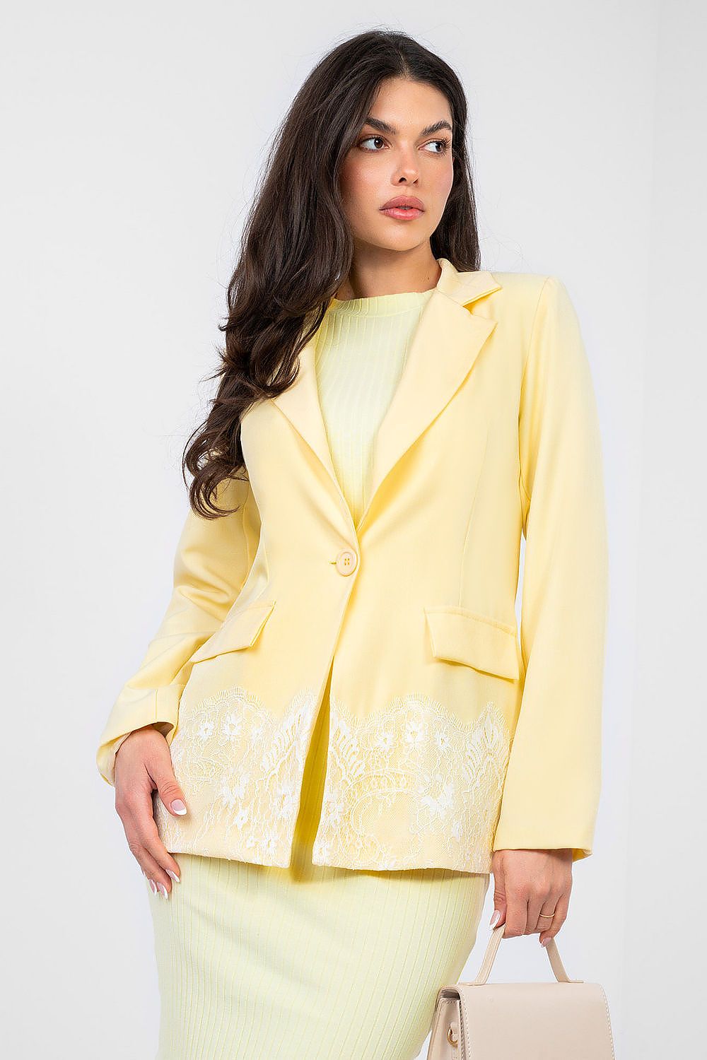 Women's Lace Trim Blazer Elegant Work Style-women's jacket-LeStyleParfait