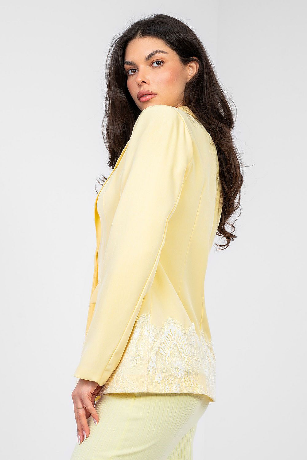 Women's Lace Trim Blazer Elegant Work Style-women's jacket-LeStyleParfait