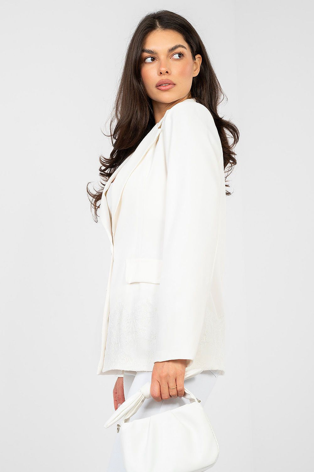 Women's Lace Trim Blazer Elegant Work Style-women's jacket-LeStyleParfait