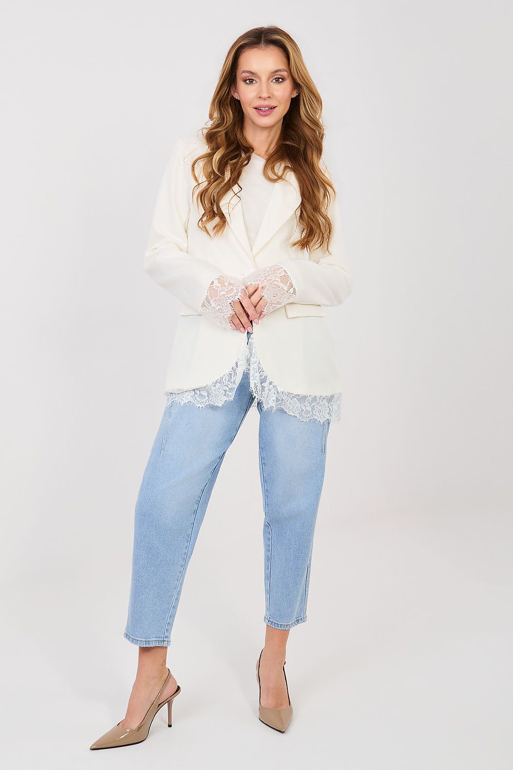 Women's Lace Trim Blazer Structured Office Style-women's jacket-LeStyleParfait