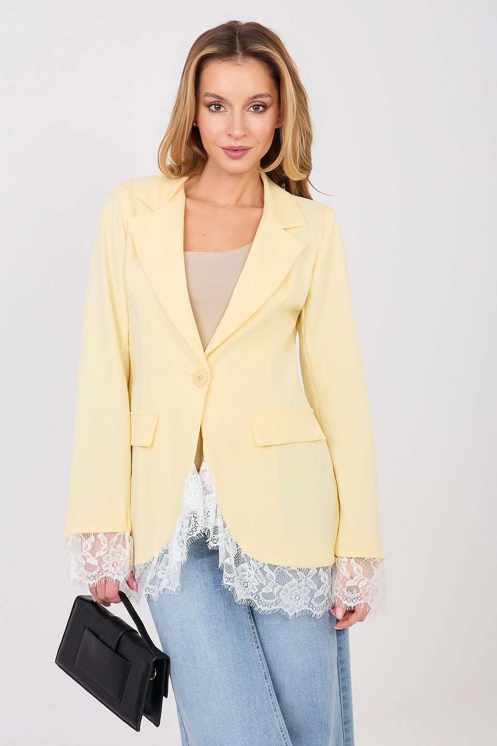 Women's Lace Trim Blazer Structured Office Style-women's jacket-LeStyleParfait