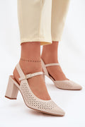 Women’s Laser Cut Block Heel Sandals-Women's Sandals-LeStyleParfait