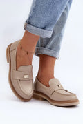 Women’s Leather Block Heel Moccasin Loafers