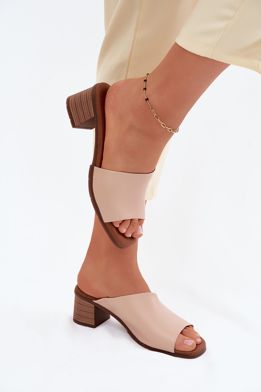Women’s Leather Block Heel Sandals-Women's Sandals-LeStyleParfait