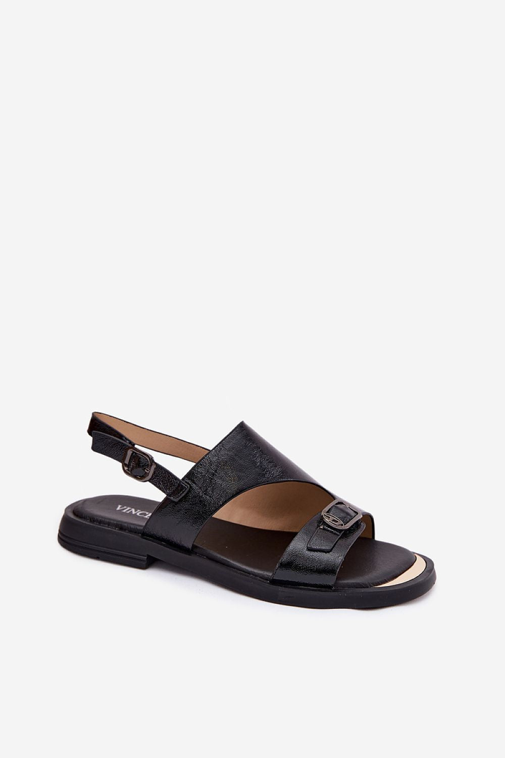 Women’s Leather Flat Buckle Sandals-Women's Sandals-LeStyleParfait