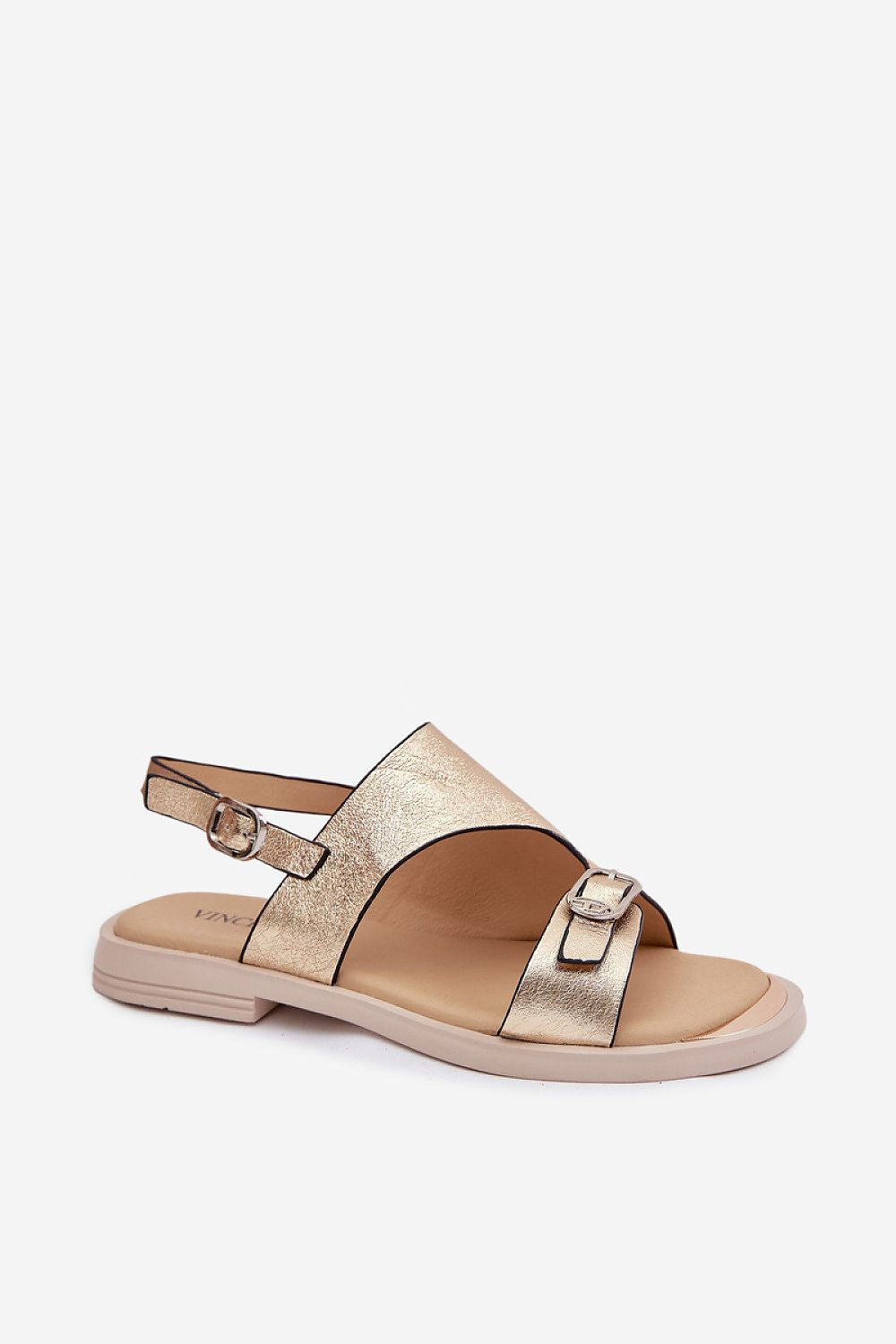 Women’s Leather Flat Buckle Sandals-Women's Sandals-LeStyleParfait