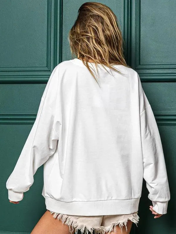 Women's Letter Print Pullover Sweatshirt-Women Sweatshirt-LeStyleParfait