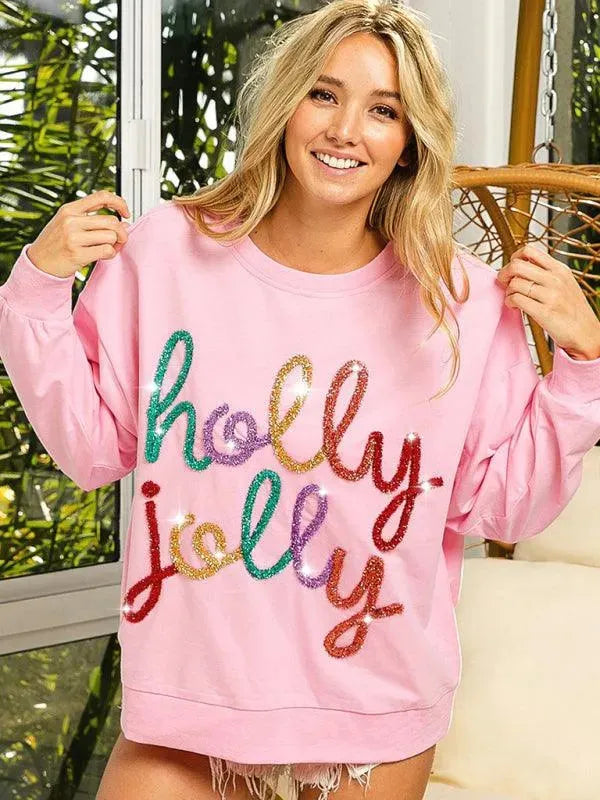 Women's Letter Print Pullover Sweatshirt-Women Sweatshirt-LeStyleParfait