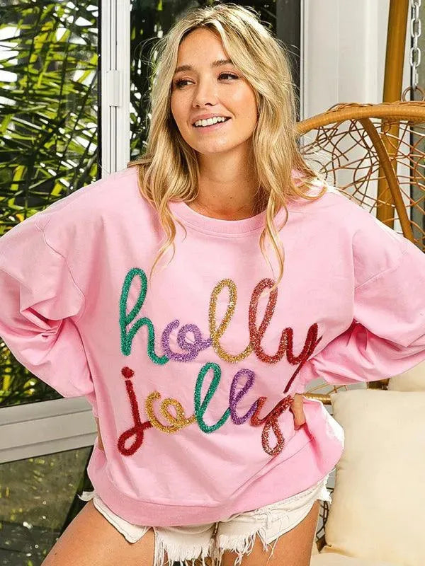 Women's Letter Print Pullover Sweatshirt-Women Sweatshirt-LeStyleParfait