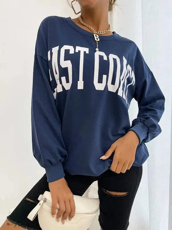 Women's Letter Printed Casual Sweatshirt-Women Sweatshirt-LeStyleParfait