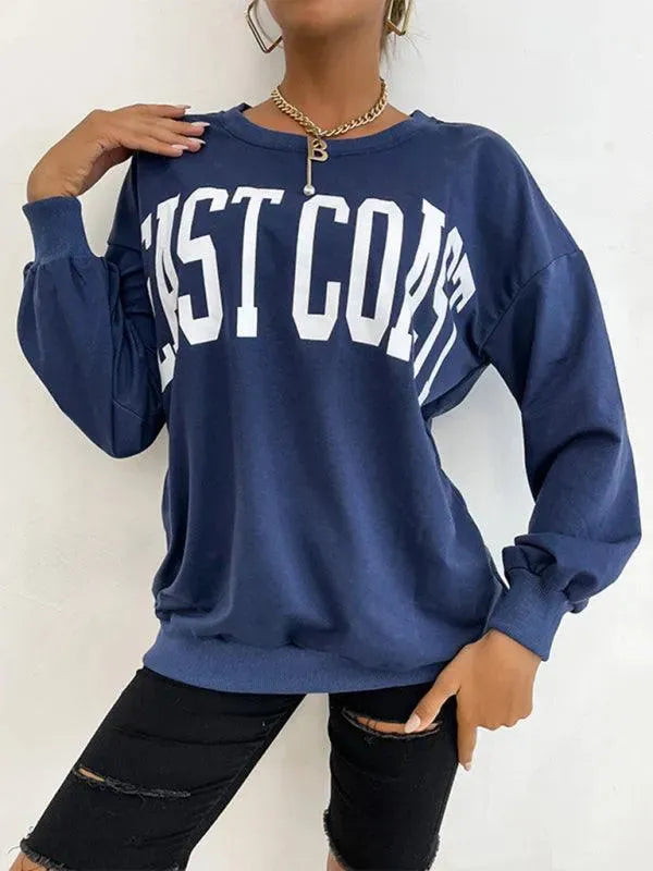 Women's Letter Printed Casual Sweatshirt-Women Sweatshirt-LeStyleParfait