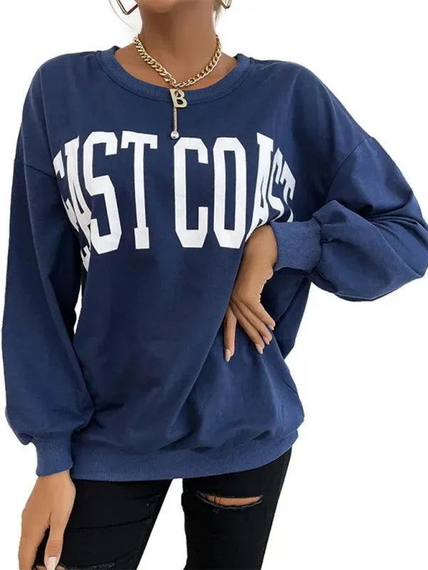 Women's Letter Printed Casual Sweatshirt-Women Sweatshirt-LeStyleParfait