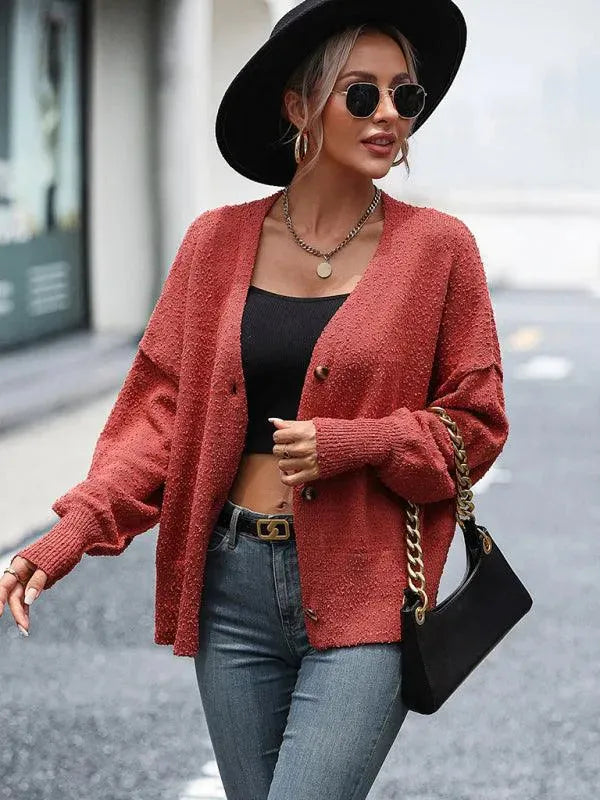 Women's Lightweight V-Neck Button Cardigan Sweater
