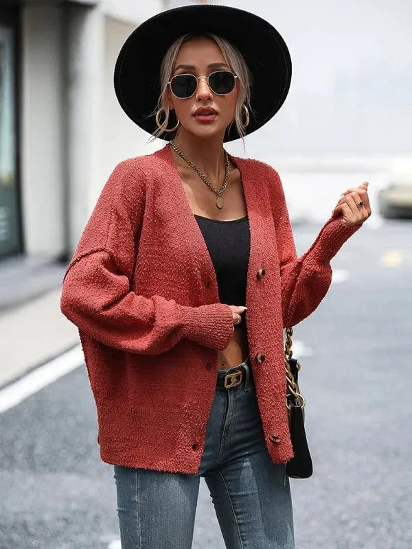 Women's Lightweight V-Neck Button Cardigan Sweater