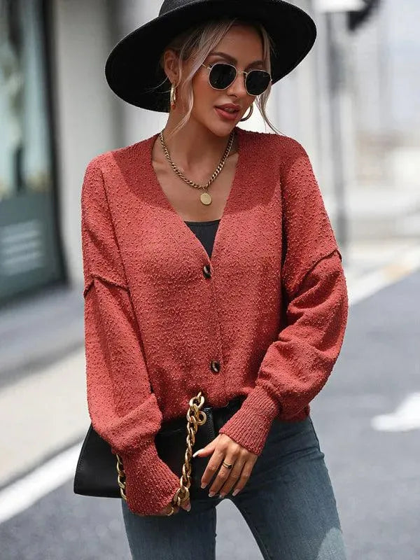 Women's Lightweight V-Neck Button Cardigan Sweater