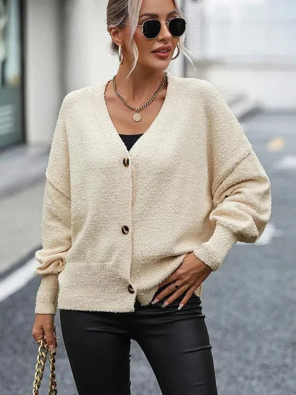 Women's Lightweight V-Neck Button Cardigan Sweater