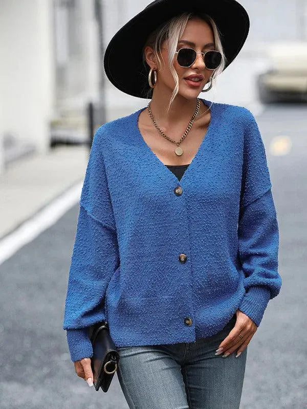 Women's Lightweight V-Neck Button Cardigan Sweater