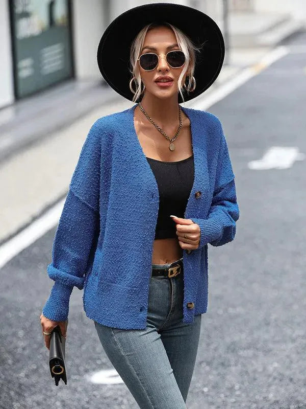Women's Lightweight V-Neck Button Cardigan Sweater