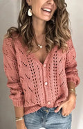 Women’s Lightweight V-Neck Cardigan Sweater – Textured Knit